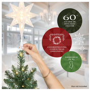 National Tree Company First Traditions 4.5 ft Acacia Medium Flocked Pre-Lit Artificial Christmas Tree with 100 Clear Incandescent Lights, Green, Includes Stand