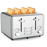 Whall KST023GU Stainless Steel Toaster, 6 Bread Shade Settings, Bagel Defrost Cancel Functions, Extra-Wide 1.5-Inch Slot, High Lift Lever, Removable Crumb Tray, KST023GU