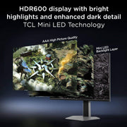 TCL 27P2A Pro 27in QHD Mini-LED Gaming Monitor, 320Hz Refresh Rate, HDR800 Brightness, 1ms GTG Response, AMD FreeSync Premium, Adjustable Stand, VESA Mount Compatible