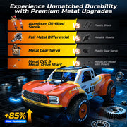 Deerc 1/14 Fast Brushless Remote Control Car, 46+ mph, 4WD Off-Road Truck, Waterproof