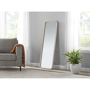 Mainstays Floor Mirror, 17x53 Inch Rounded Edge Rectangular, Lightwood Grain Finish
