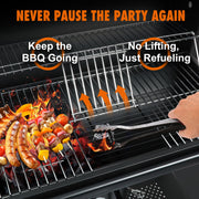 laraVist SY-7440C Barrel Charcoal Grill, 608.4 sq in Cooking Area, Adjustable Airflow, Portable Wheels, Black Steel