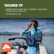 Ozark Trail Adult Unisex Paddle Vest, Blue, 3 Pocket, Adjustable Straps, USCG Level 70 Approved, 9XU81626NV-WM