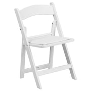Flash Furniture LEL1K Kids White Resin Folding Chair with White Vinyl Padded Seat