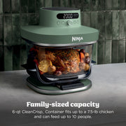 Ninja Crispi Pro Glass Air Fryer, 4-Qt CleanCrisp Glass Container with Lid, 4-in-1 Air Fry Bake Proof Recrisp Dehydrate, Dishwasher Safe, Pink, AS100PK1