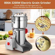 Chewoof 3200W 800A High Power Stainless Steel High Speed Oscillating Mill for Grinding Dry Foods, Coffee Beans and Spices