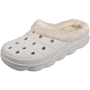 GlowHorizon Women's Fleece Lined Winter Clogs, White, Size: 5.5