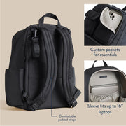 Itzy Ritzy Belong Utility Backpack Diaper Bag, 17 Multi-Functional Pockets, Insulated Bottle Holders, Laptop Compartment, Trolley Sleeve, Stroller Straps, Machine Washable Changing Pad, Black