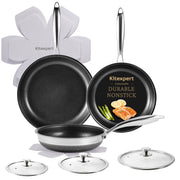 Kitexpert Nonstick Frying Pans Set, 6 Pcs, Titanium Ceramic Coating, Star-Textured Interior, Oven Safe to 450F, Dishwasher Safe, All Cooktops Compatible