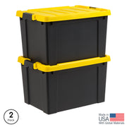 IRIS USA 540016 Plastic Storage Bin Set, Heavy-Duty 19 Gallon Latching Tote, Black, 2-Pack