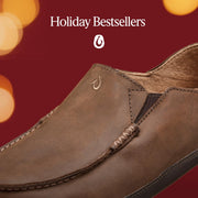 OluKai Moloa Men's Slip-On Shoes, Premium Full-Grain Leather, Fold-Down Heel, Ray/Toffee, Size 11.5, Medium Width, 10128-2733