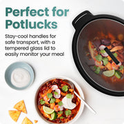 Chefman 7-Quart Digital Slow Cooker, Programmable 24-Hour Timer, Low High Warm Settings, Removable Ceramic Crock, Tempered Glass Lid, Stainless Steel, RJ15-7-SS-D