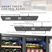 Lanbo Under Counter Dual Zone Wine Refrigerator and Beverage Cooler, 31 Bottle Capacity, 76 Can Capacity, Stainless Steel, 30 Inch Width, LW3370B