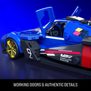 Mattel Brick Shop Cadillac Project GTP Hypercar Building Kit, 1:32 Scale, 236 Pieces, Custom Decals, Opening Doors, Aerofin, Includes 1:64 Scale Metal Car and Signature Plate