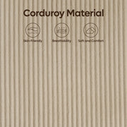 Bestier Corduroy Upholstered King Bed Frame with Adjustable Headboard, Warm LED Lighting, Solid Wood Slats, No Box Spring Needed, Beige