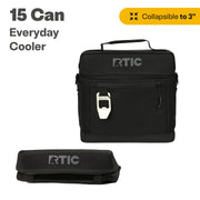 RTIC 20458 15 Can Everyday Soft Cooler, 16 qt Collapsible with Bottle Opener, Black