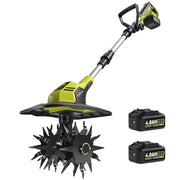 Revvstark 20V Cordless Garden Tiller Cultivator, Dual 4.0Ah Batteries, 8.9in Tilling Width, 6.8in Depth, 360RPM, Portable Soil Cultivation Tool MT8801-W