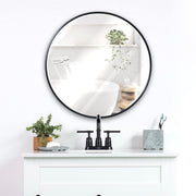 HBCY Creations Silver Circle Wall Mirror 16 Inch Round Wall Mirror for Entryways, Washrooms, Living Rooms and More (Silver, 16)