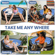 Unbranded Twin Size Inflatable Couch with Wireless Electric Pump, Waterproof PVC, Soft Flocked Surface, Portable Air Sofa, Blue, Sofa-PB