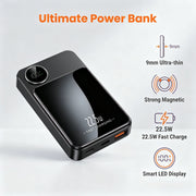 KIDSNADO 20000mAh Magnetic Wireless Charger Slim Battery Pack with LED Display Portable Power Bank, Black