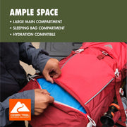 Ozark Trail 47L Hydration Compatible Hiking Backpack, Red, Unisex