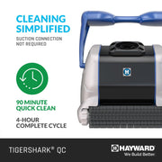 Hayward TigerShark QC Robotic Automatic Pool Cleaner, 19.7 in, Quick Clean Cycle, Energy Efficient, W3RC9990CUB