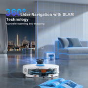 GOOVI D60S MAX Robot Vacuum and Mop Combo, 360 LiDAR Navigation, Self-Emptying Base, 220 Min Runtime, Pet Friendly, White