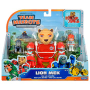 Playmates Toys Team Mekbots Animal Rescue Lion Mek Collectible Action Figure with Mei-Lin and Baby Monkey, Multicolor, 8 in, 56534