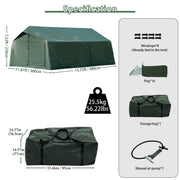 Waldmate Inflatable Camping Tent, Waterproof 3000mm Oxford Fabric, Windproof, Easy Setup with Hand Pump, Green, Fits 4-12 People