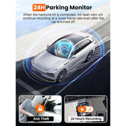 ALDF 4K Triple Channel Dash Cam, Front 4K and Inside Rear 2.5K Cameras, 3.39-Inch IPS Display, Night Vision, Loop Recording, G-Sensor, WDR, Parking Mode, App Control