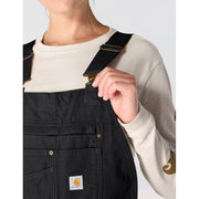 Carhartt Women's Washed Duck Insulated Bib Overall, Black, Large Short, 3M Thinsulate, Stretch Side Panels, Reinforced Knees, 104049