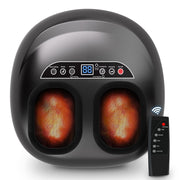 Qi-EU Shiatsu Foot Massager with Heat, Adjustable Air Compression, Six Massage Techniques, Remote Control, Black