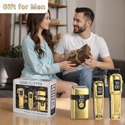 Cshidworld Professional Hair Clipper Set for Men, 7000Rpm Motor, High Carbon Steel Blades, IPX6 Waterproof, 3-in-1 Cordless Kit with LED Display, PCTE003GO