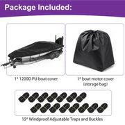 Agricasst 1200D PU Heavy Duty Cover with Motor Cover and 15 Adjustable Straps, 14-16FT, Black - Waterproof