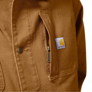 Carhartt Men's Iconic C01 Rugged Flex Duck Chore Coat, Brown, Medium, Loose Fit, Wind Fighter Technology, 106675