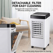 Yuyongr Portable Air Conditioner 3-in-1 Evaporative Cooler Fan with 6L Pull-Out Water Tank, 3 Speeds, 4 Modes, 120 Oscillation, 7-Hour Timer, White, H484188AIRFAN
