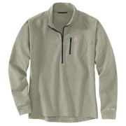 Carhartt Force Heavyweight Base Layer Quarter-Zip Shirt with Rugged Flex and FastDry, Burnt Olive Heather, Large, UH0111-M-BOLHTR-L