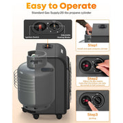 Kohree Portable Propane Space Heater, 18,000 BTU Radiant Cabinet Heater with 3 Heat Settings, Manual Control, Black, KR3311-WK
