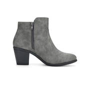 BLISSFUL STEP Allegra K Women's Round Toe Stacked Block Heel Ankle Boots, Gray, Medium Width, 2.75 in Heel