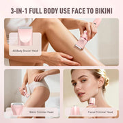 Hoey LL588P1 Bikini Trimmer for Women, 3 in 1 Electric Razor with Hypoallergenic Ceramic Blade, IPX7 Waterproof