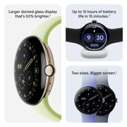 Google Pixel Watch 4, 41mm, Matte Black Aluminum Case, Obsidian Active Band, Actua 360 Domed Display, Health and Fitness Tracking, Gemini AI, Wi-Fi