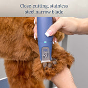 Oster Professional Cordless Finisher Pet Grooming Clippers, High-Torque Motor, Stainless Steel Narrow Blade, Blue, 180-Minute Run Time, 2143909