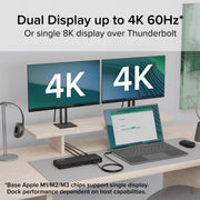 Plugable Thunderbolt 4 Docking Station, 13-Port USB-C Hub, Dual 4K 60Hz HDMI, Single 8K Display, 100W Charging, Gigabit Ethernet, SD Card Reader, Black, TBT4-UD5