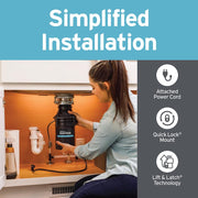 InSinkErator Essentials ES30 W/C 1/3 HP MAGNADRIVE Motor Continuous Feed Kitchen Garbage Disposal, Black, with Power Cord