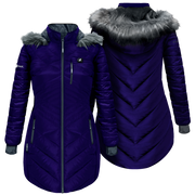 ActionHeat 5V Heated Long Puffer Jacket with Hood for Ladies Indigo M