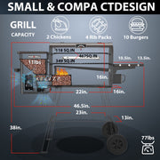 PARGRILL Wood Pellet Grill & Smoker, BBQ Grill with Auto Temperature Control, Bronze Black - 467 Sq In Cooking Area