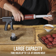 Mossy Oak Jerky Gun Jr. Manual Sausage Stuffer with 1 lb Capacity and 5-Piece Jerky and Sausage Making Kit, Black, 37-0260-MO