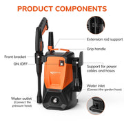 Tcisa Keenstone Electric Pressure Washer, 1500W, 4000 PSI, 2.6 GPM, Adjustable Nozzle 0-120, Foam Cannon, Portable