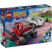 LEGO Sonic the Hedgehog Silver's Car vs. Knuckles' Monster Truck Building Set, 378 Pieces, Includes Silver and Knuckles Minifigures, Racing Playset for Kids Ages 8+, 77118