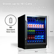 TCL 161 Can Beverage Cooler, 24 In, Stainless Steel, Wi-Fi Enabled, Adjustable Temperature, LED Lighting, Compact TRV161BAS